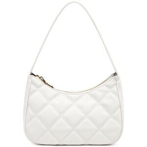 Women’s White Lg Cute Hobo Tote Handbag Mini Clutch Purse with Zipper Closure